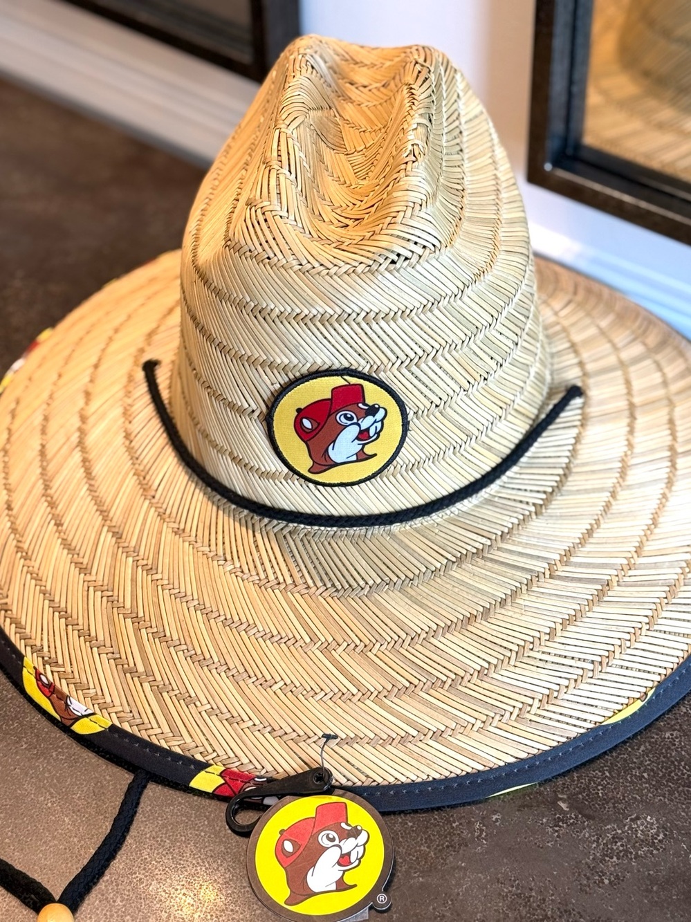 NWT Buc-ee's Unisex Black Logo Print Outdoor Wide Brim Lifeguard Beach Sun Hat